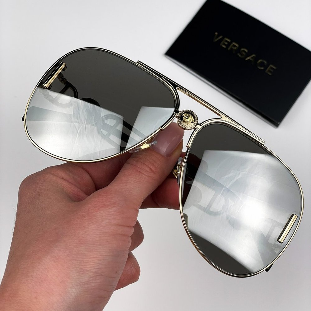 Versace Gold Frame Black Gradient Aviator Sunglasses